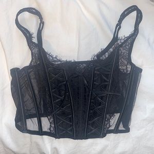 Victoria’s secret Women's Dream Angels Unlined Lace-Up Corset Top Black